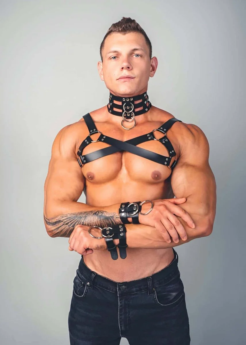 Gay Fantazi Giyim Harness Tasma Ve Bileklik Takım - Brfm55