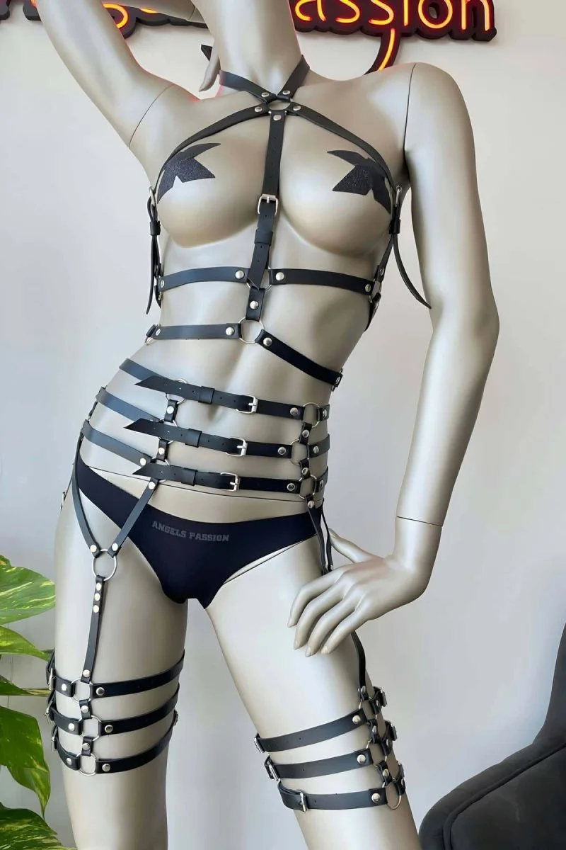 Fantazi Deri İç Giyim Jartiyer Harness - Brf524