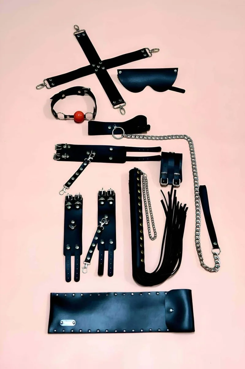 Kırbaç Kelepçe Set, 7'li Fantezi Kelepçe Takım, El-ayak Kelepçesi, Maske, Ağız Topu - Brf1311
