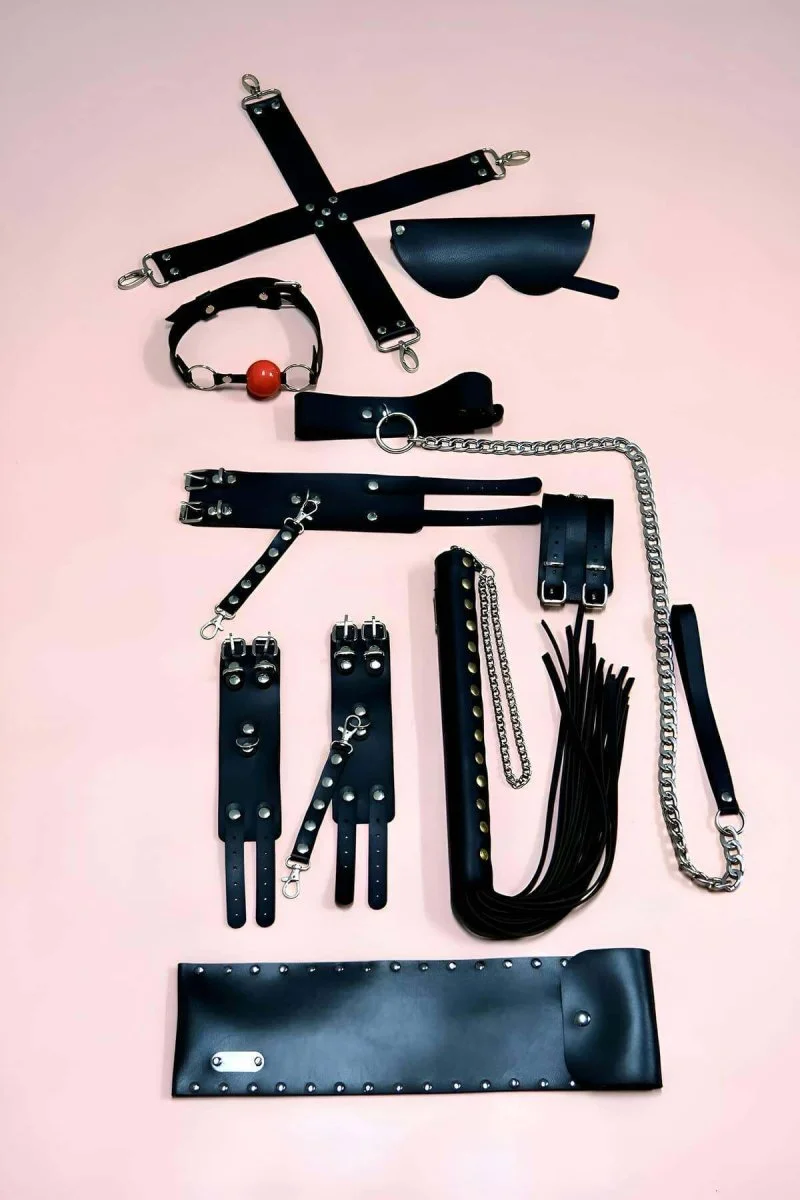 Kırbaç Kelepçe Set, 7'li Fantezi Kelepçe Takım, El-ayak Kelepçesi, Maske, Ağız Topu - Brf1311