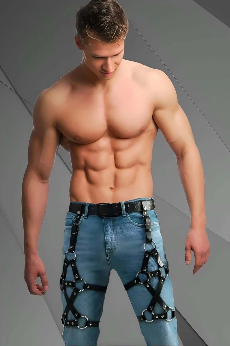 Erkek  Deri Bacak Harness, Bacak Aksesuar, Kot Aksesuar, Partywear - Brfm201