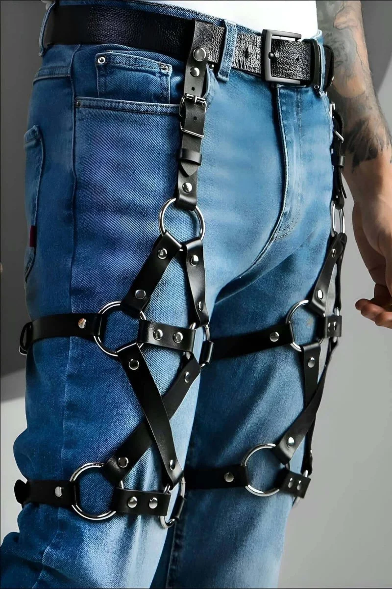 Erkek  Deri Bacak Harness, Bacak Aksesuar, Kot Aksesuar, Partywear - Brfm201