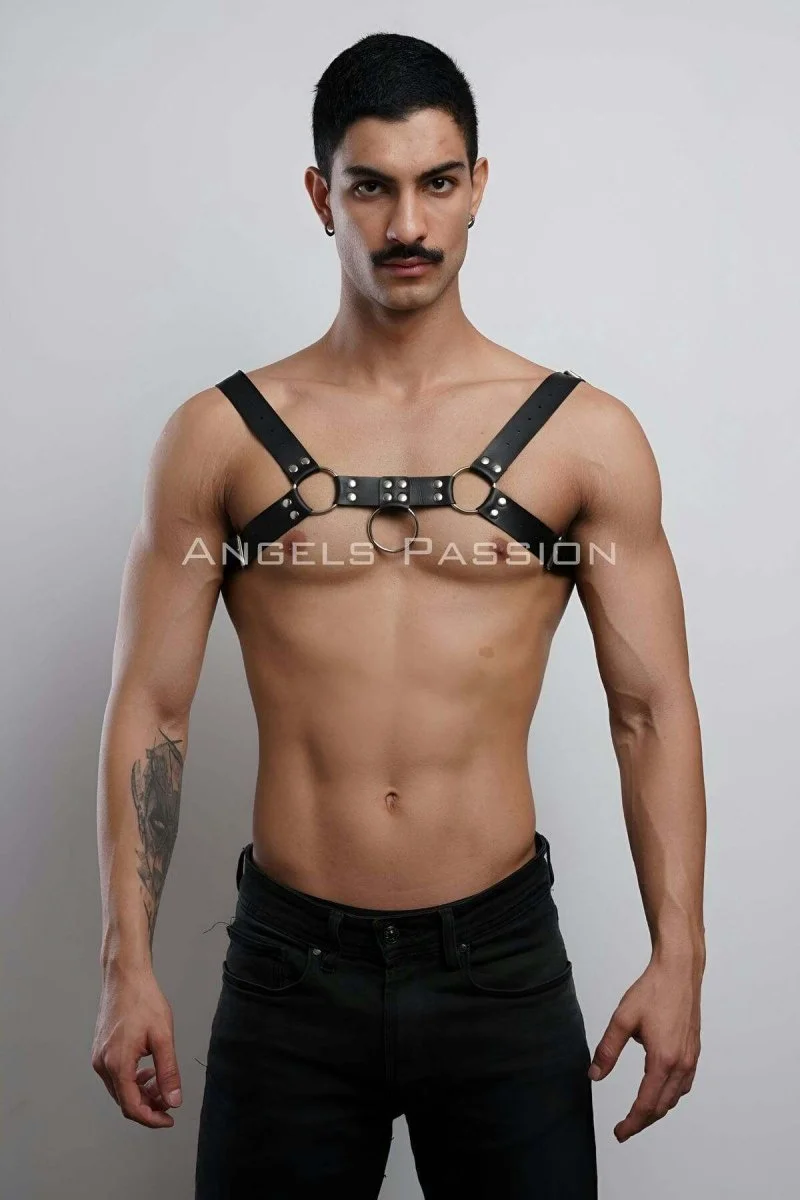 Erkek  Göğüs Harness, Fantazi Giyim Deri Harness - Brfm7