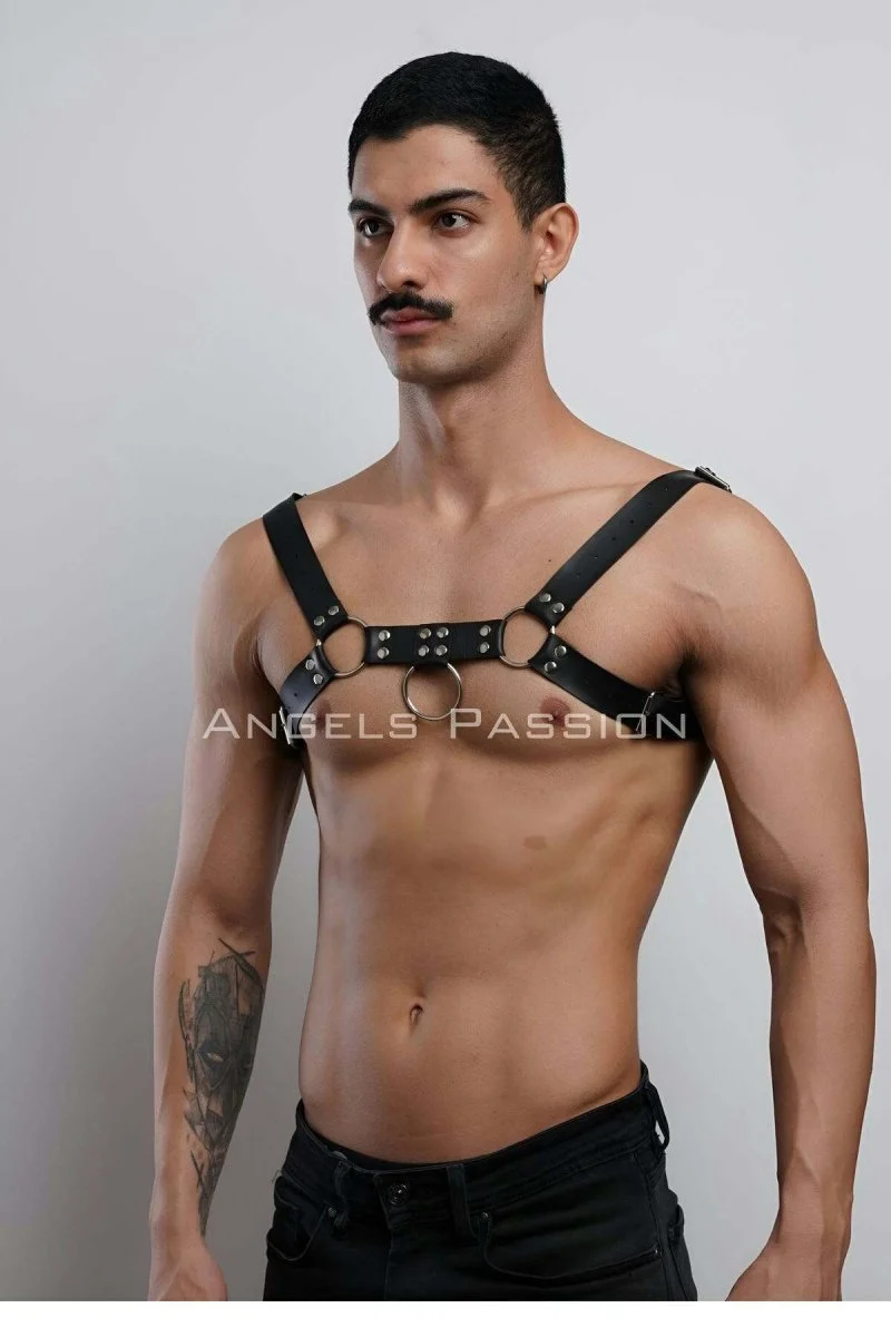 Erkek  Göğüs Harness, Fantazi Giyim Deri Harness - Brfm7