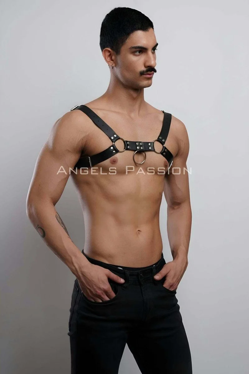 Erkek  Göğüs Harness, Fantazi Giyim Deri Harness - Brfm7