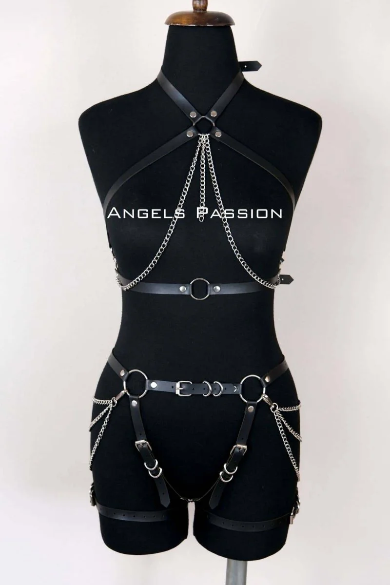 Deri Body Harness, Kadın Deri Fantezi Giyim - Brf1084