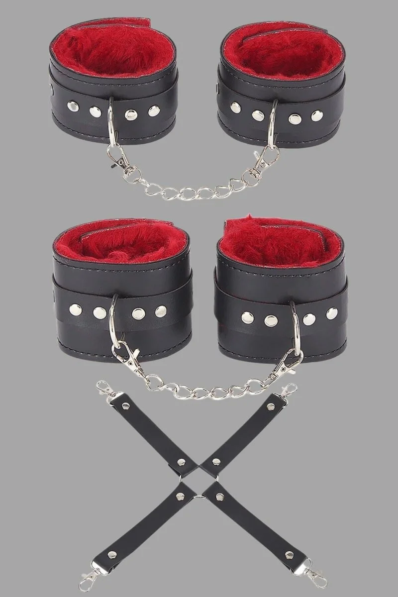 Siyah Kırmızı Harness Fantezi Aksesuar Set