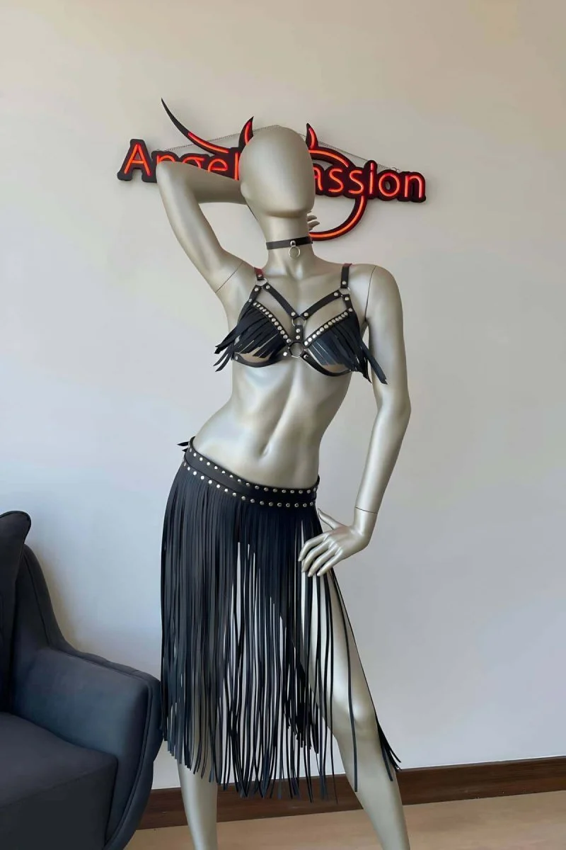 Püsküllü Etek Ve Püsküllü Sütyen Harness Takım