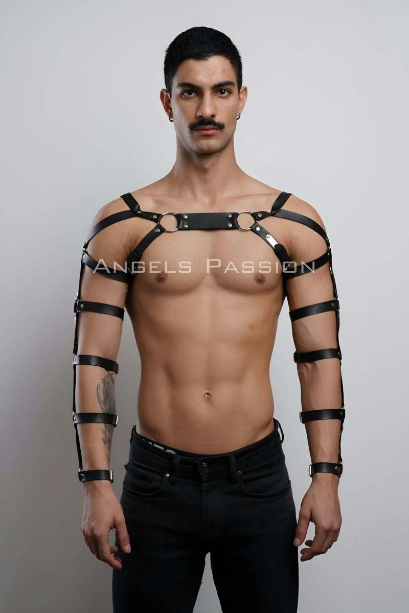 Erkek  Deri Kol Ve Göğüs Harness, Deri Fantazi Giyim - Brfm166