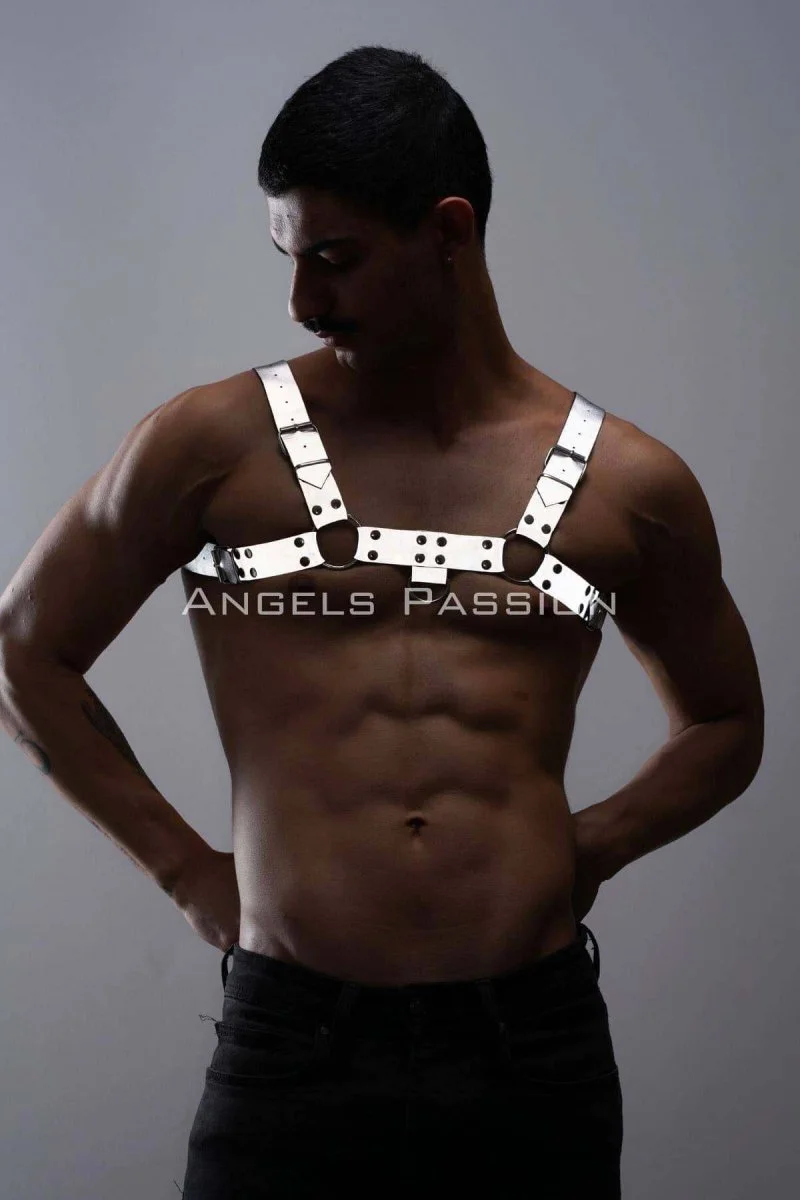 Karanlıkta Parlayan - Reflektörlü Erkek  Göğüs Harness, Erkek  Partywear - Brfm149