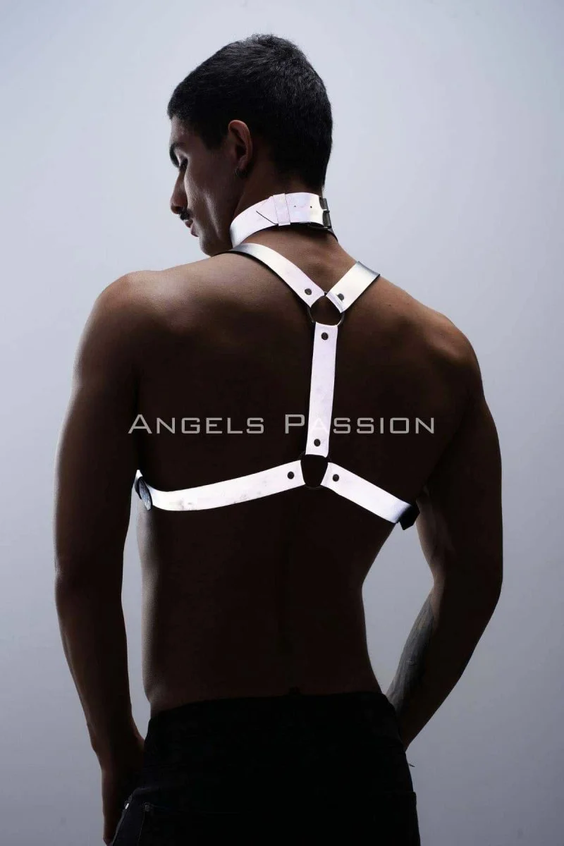 Karanlıkta Parlayan (reflektörlü) Choker Ve Göğüs Harness Takım, Clubwear - Brfm35
