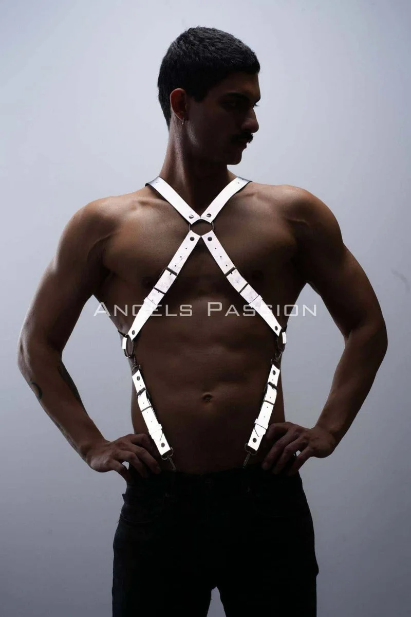 Reflektörlü (karanlıkta Parlayan) Pantolon Askısı, Reflektörlü Clubwear, Göğüs Harness - Brfm84