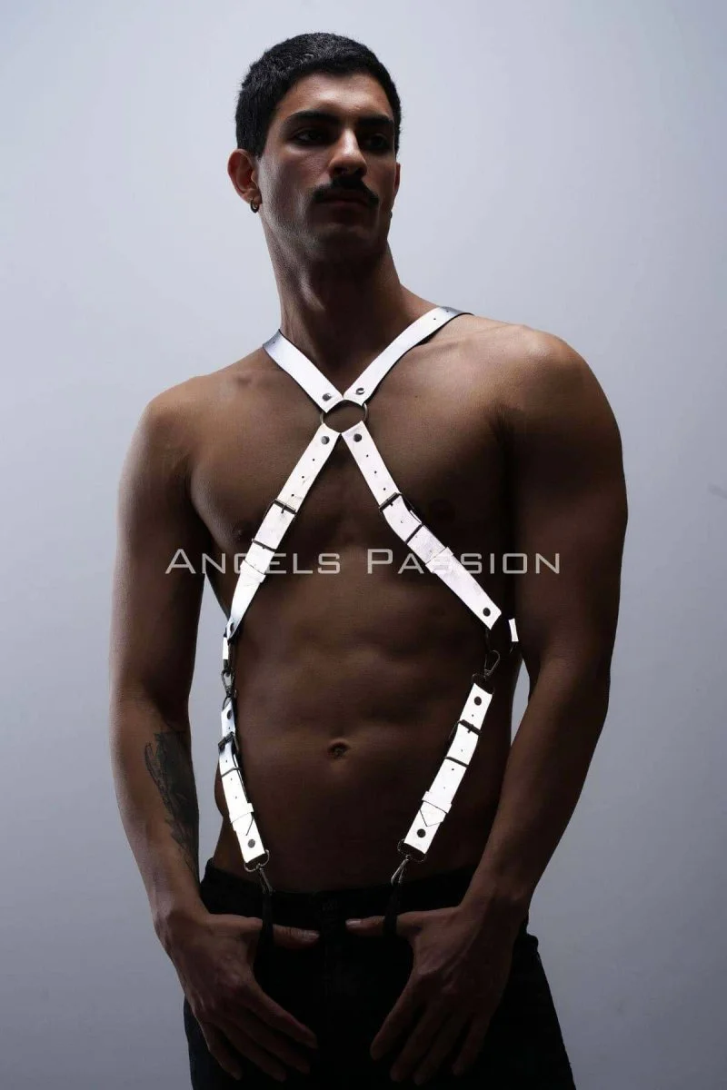 Reflektörlü (karanlıkta Parlayan) Pantolon Askısı, Reflektörlü Clubwear, Göğüs Harness - Brfm84