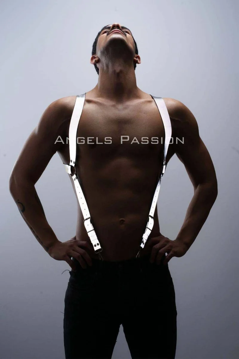 Reflektörlü (karanlıkta Parlayan) Göğüs Harness, Erkek  Pantolon Askısı, Reflektörlü Clubwear - Brfm160
