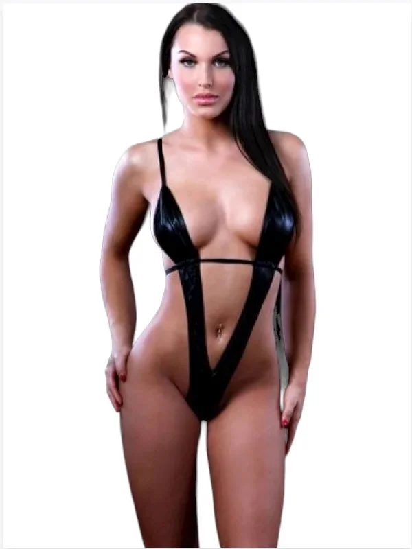 Fantezi Seksi Siyah Saten Gecelik