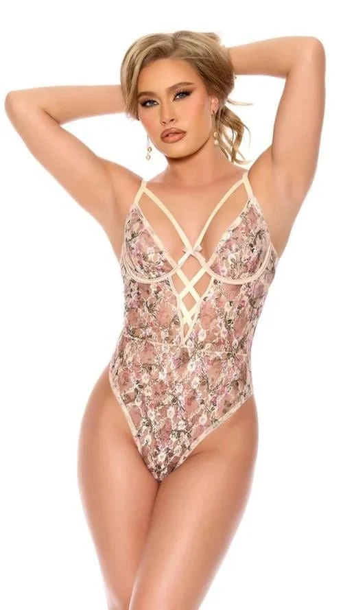 Çiçek Desenli Fantezi Body