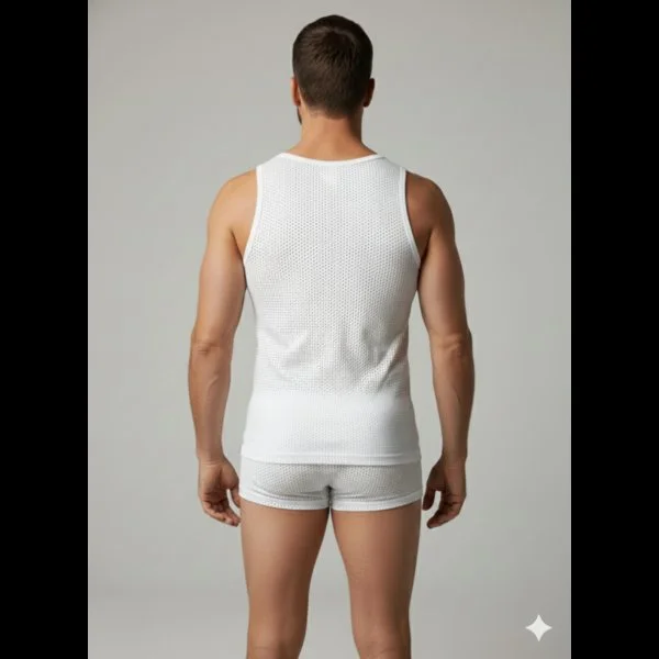 Erkek Beyaz File Tank Top Boxer Takımı