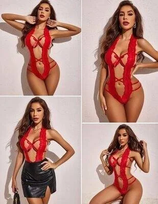 Dantelli Derin Dekolteli Seksi Body