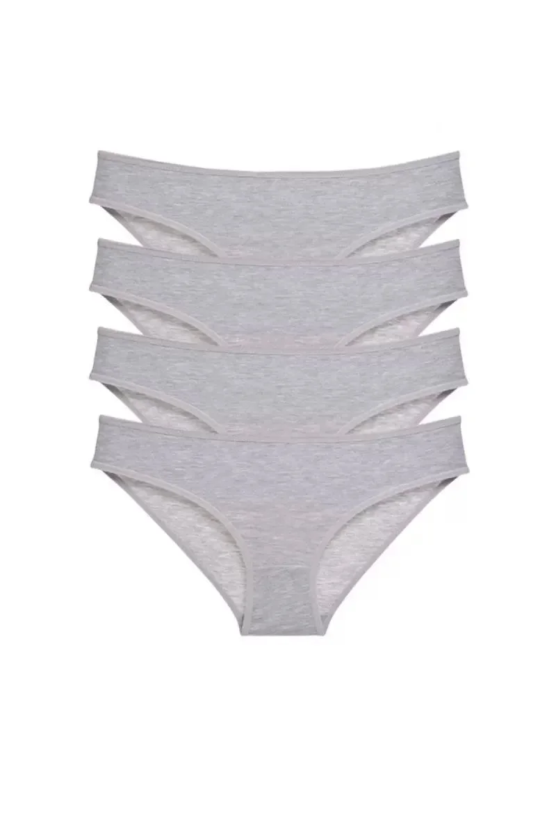 4 Adet Süper Eko Set Likralı Kadın Slip Külot Gri