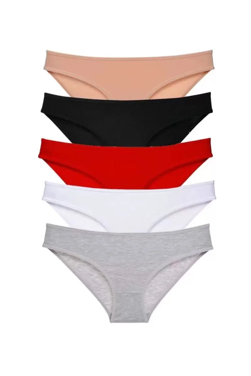 5 Adet Süper Eko Set Likralı Kadın Slip Külot Çok Renkli