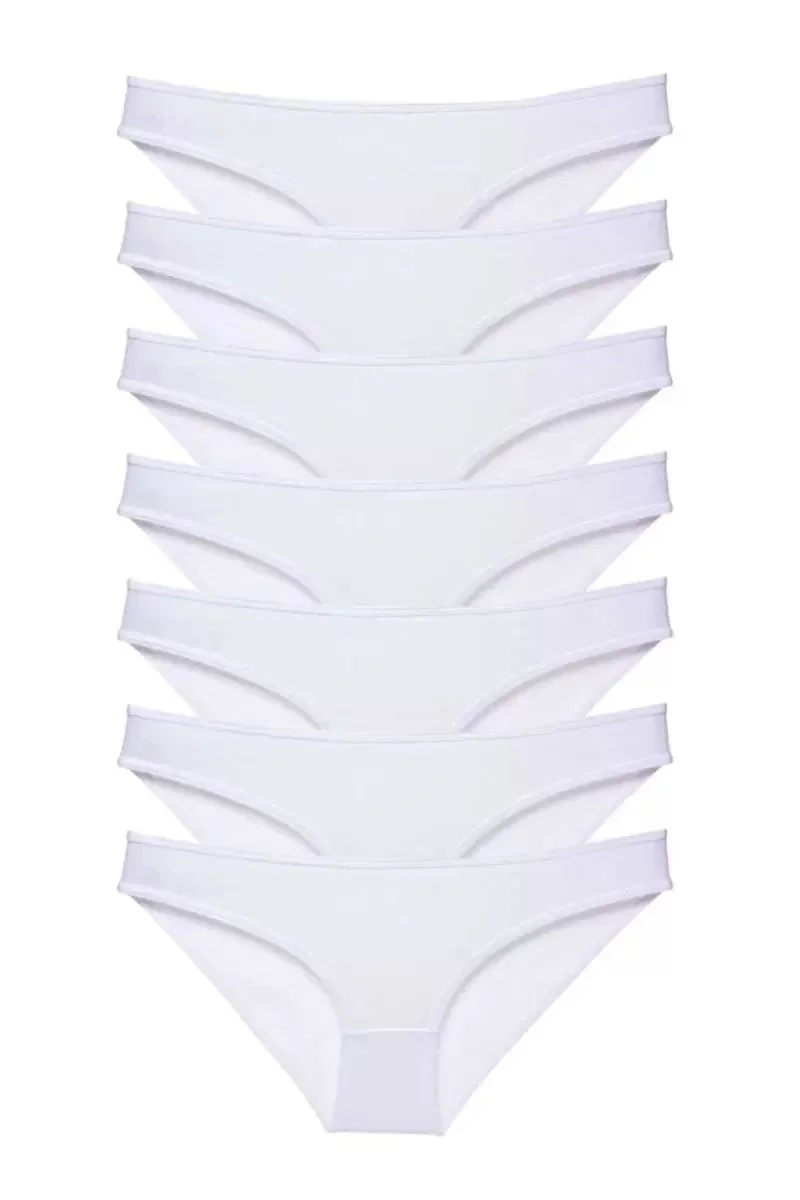 7 Adet Süper Eko Set Likralı Kadın Slip Külot Beyaz