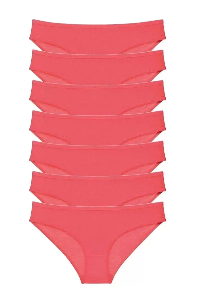 7 Adet Süper Eko Set Likralı Kadın Slip Külot Fuşya