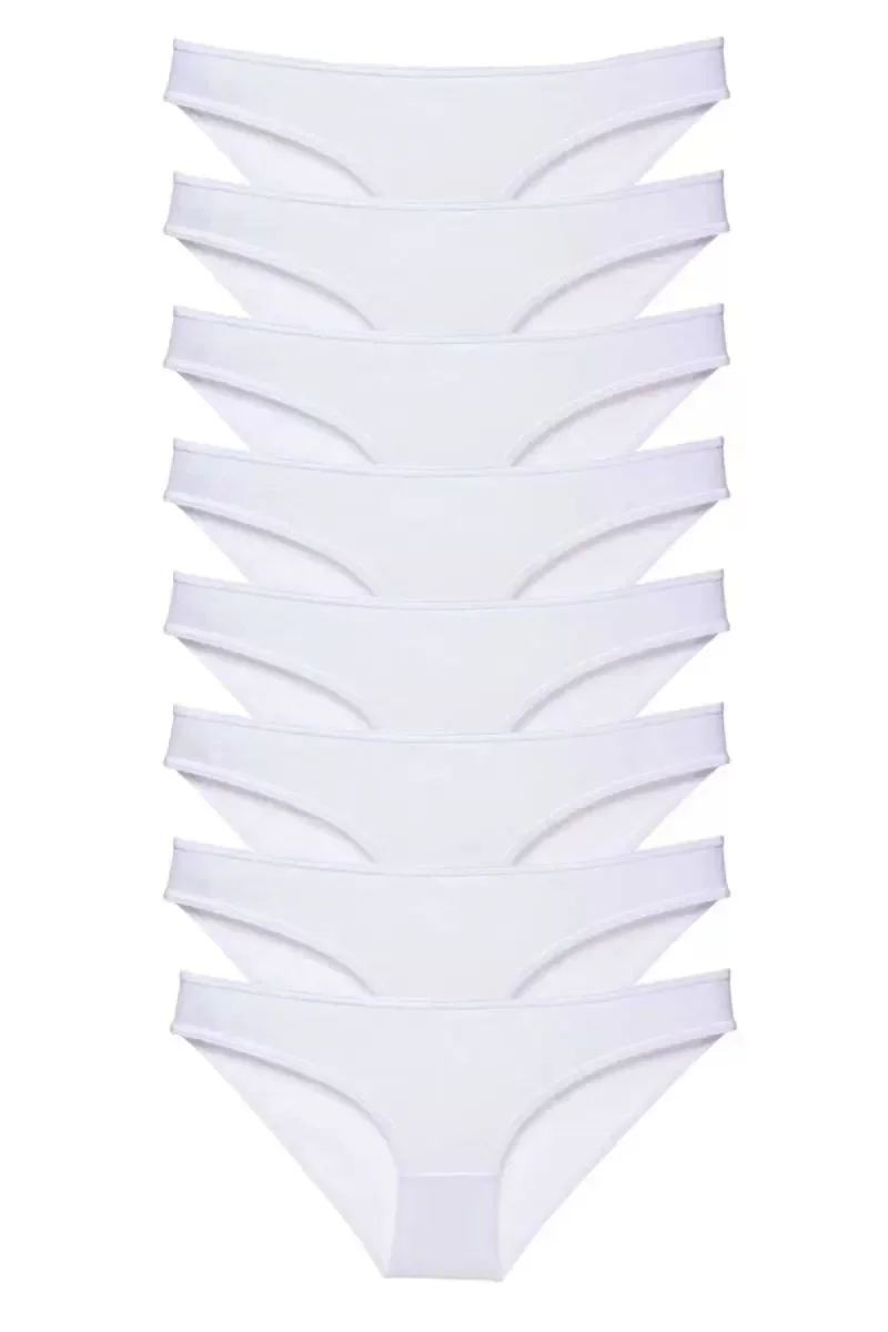 8 Adet Süper Eko Set Likralı Kadın Slip Külot Beyaz
