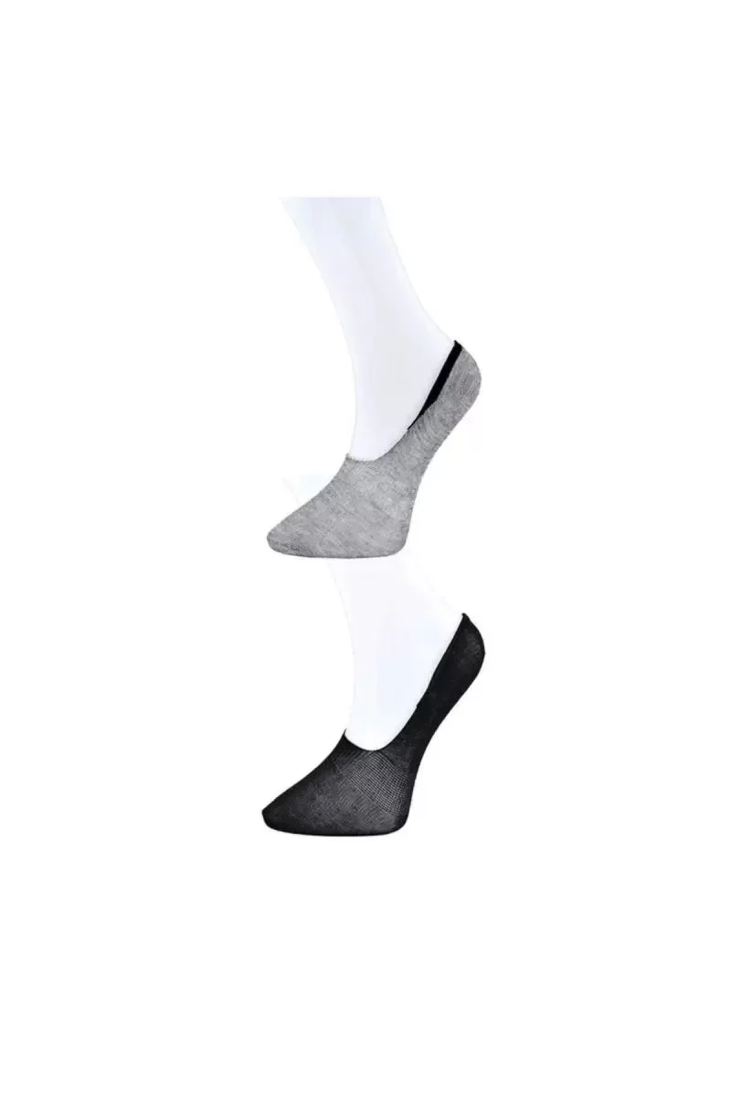 Siyah Ve Gri Kadın Babet Çorap 3 Çift