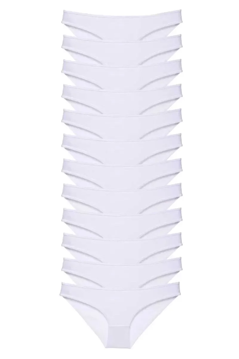 12 Adet Süper Eko Set Likralı Kadın Slip Külot Beyaz