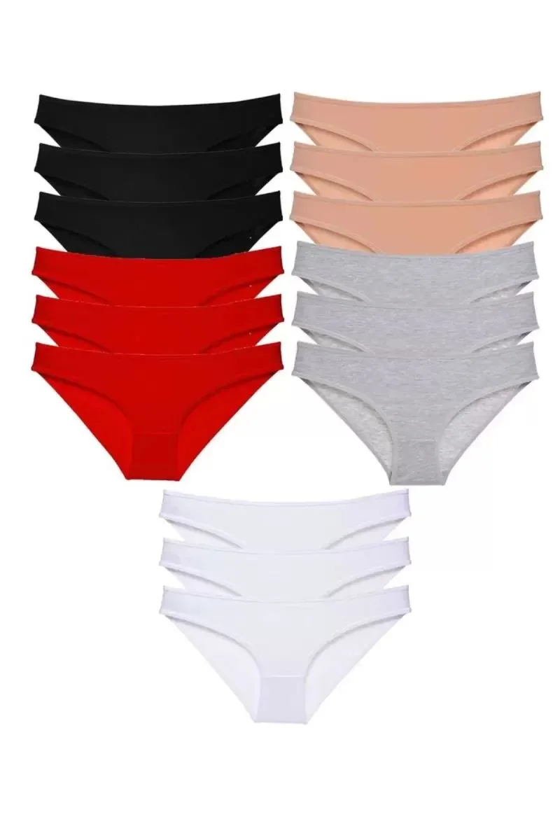 15 Adet Eko Set Likralı Kadın Slip Külot Çok Renkli