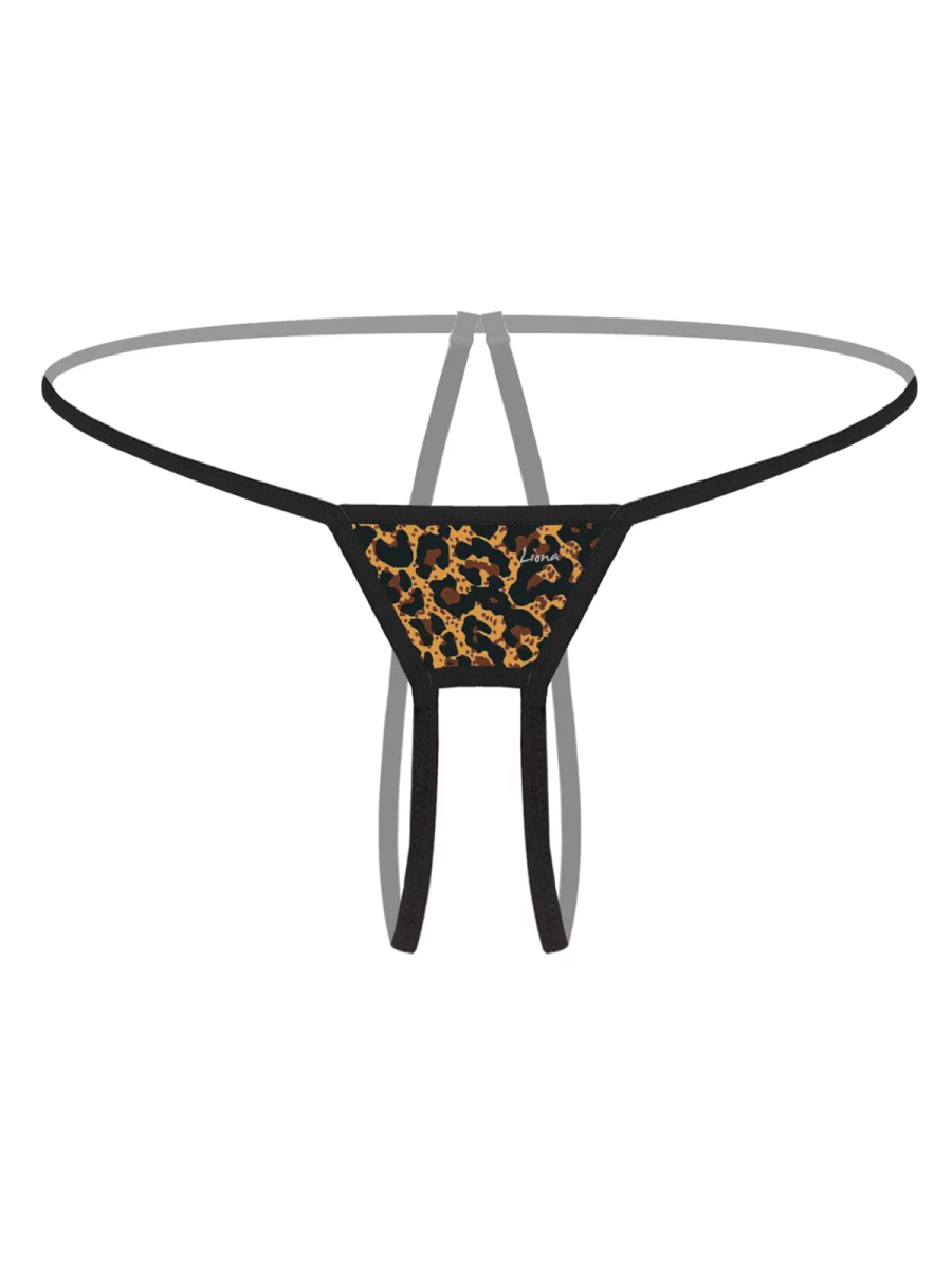 Özel Bölgesi Açık Leopar Desenli Fantezi G String