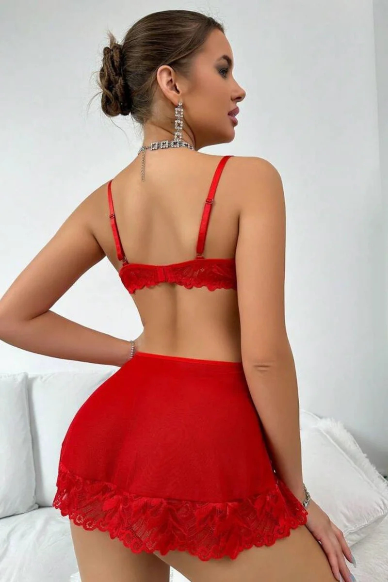 Kırmızı  Valentine's Tasarım Gecelik 18511