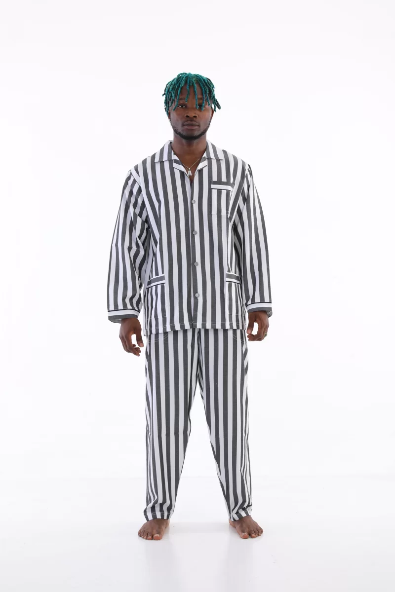 4007 Uzun Kol Çizgili Gaffur Erkek  Pijama Takım