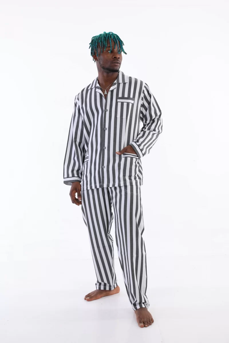 4007 Uzun Kol Çizgili Gaffur Erkek  Pijama Takım