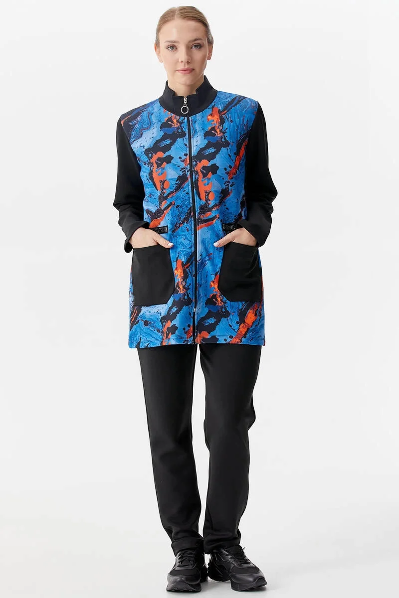 Sementa 76108 Kadın Dik Yaka Dalgıç Kumaş Kombinli  Eşofman Takım