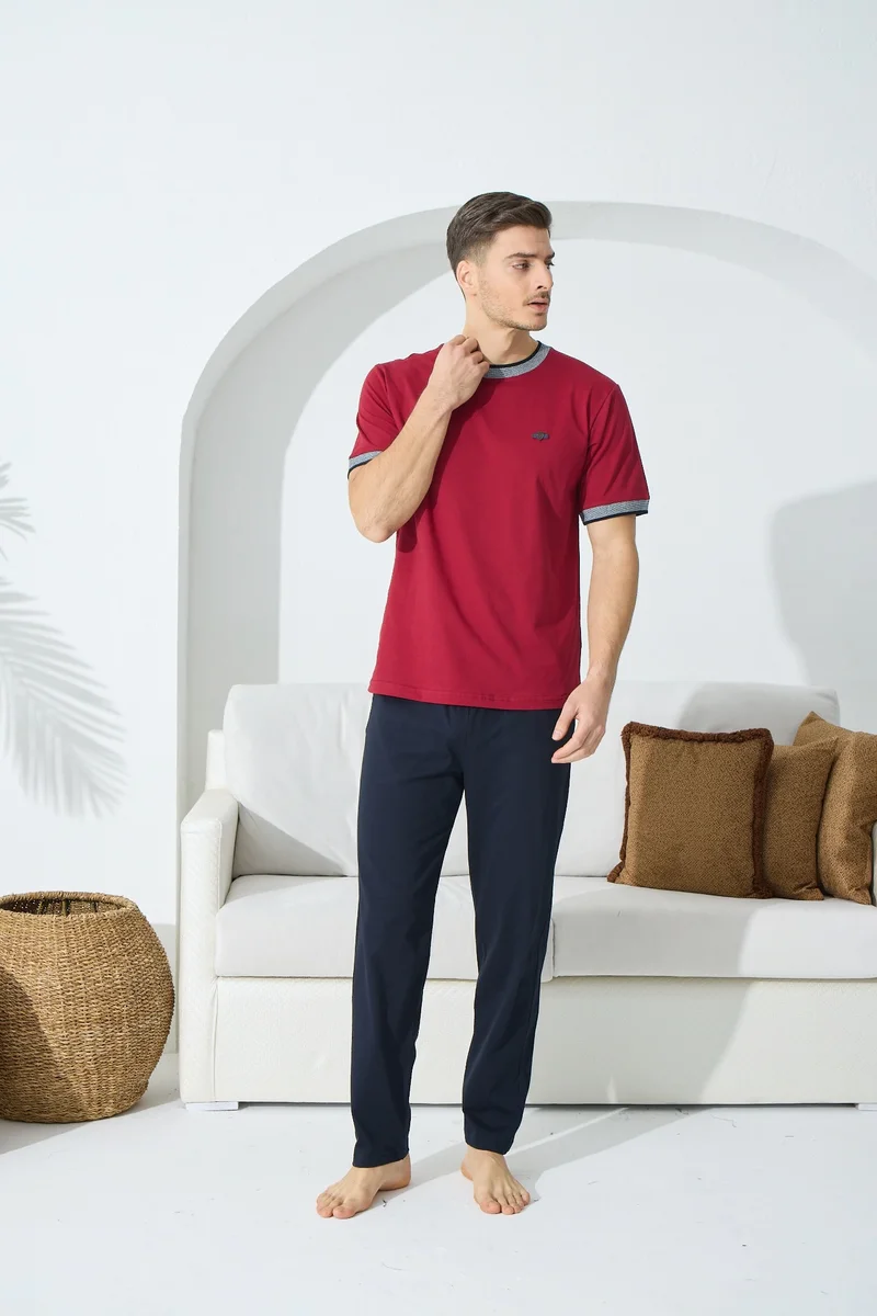 9506 Erkek  O Yaka Kısa Kol Pijama Takım