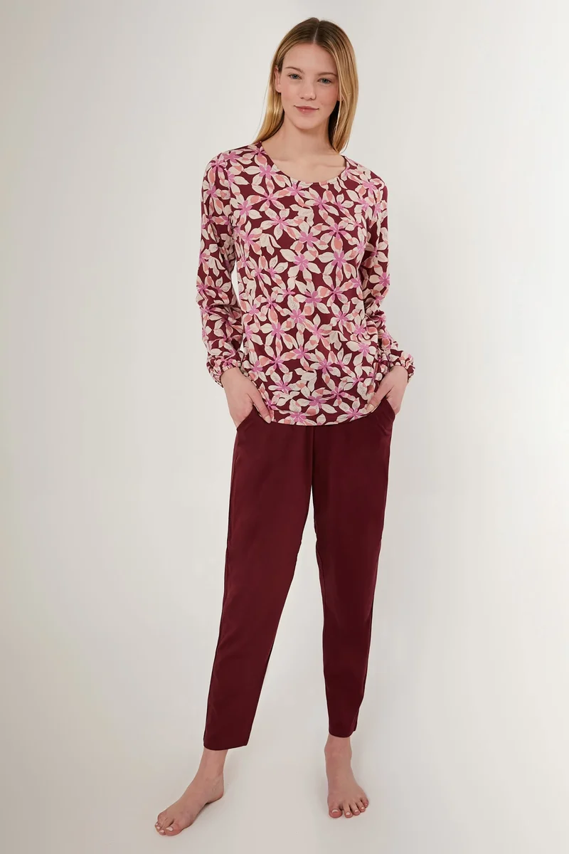 2639-X Çiçek Desenli Kadın Pijama Takımı