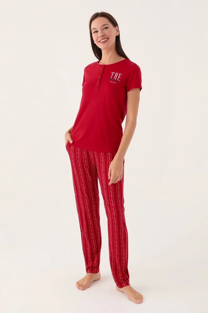 2908-X Battal  Kadın Kısa Kol Pijama Takım
