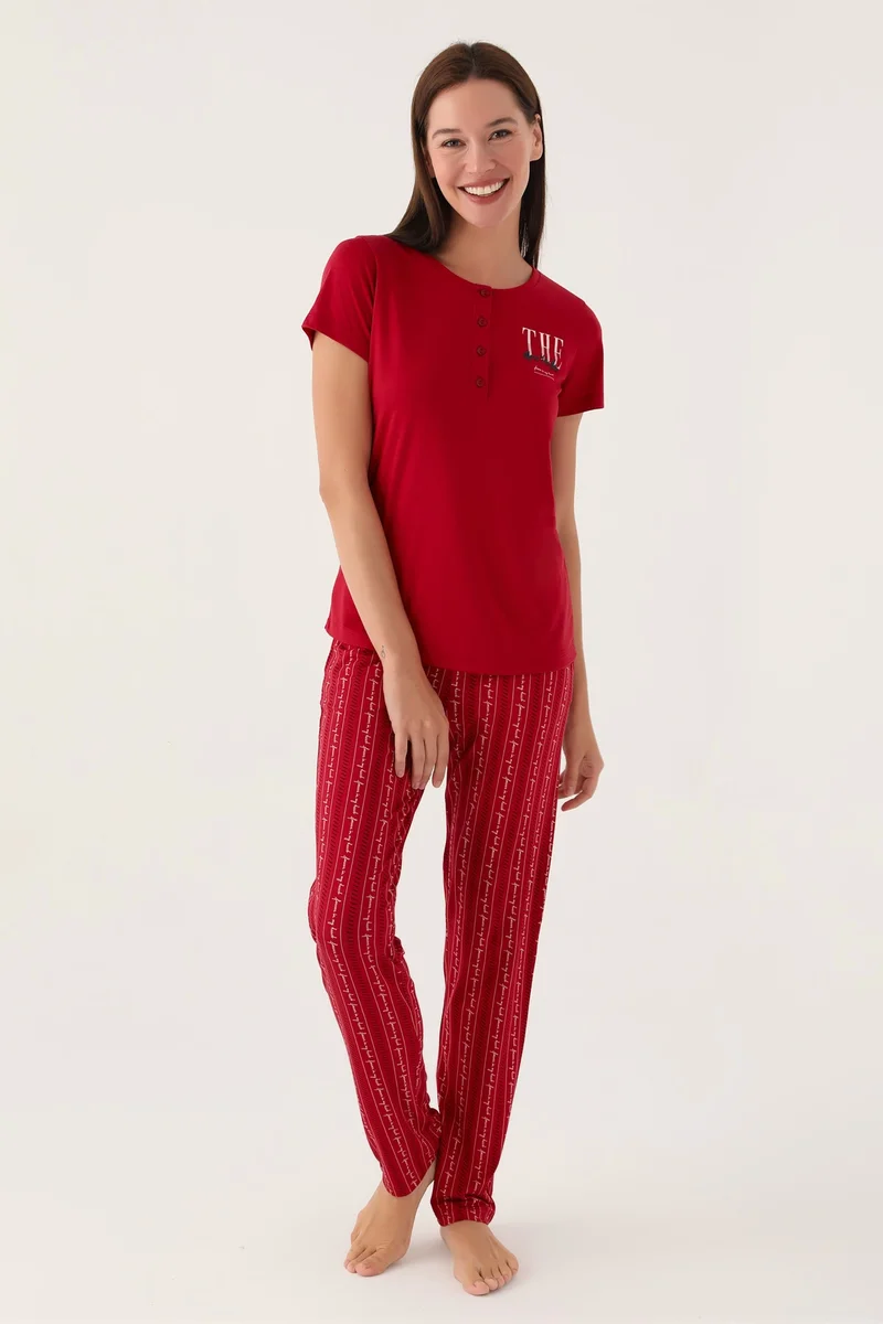 2908-X Battal  Kadın Kısa Kol Pijama Takım