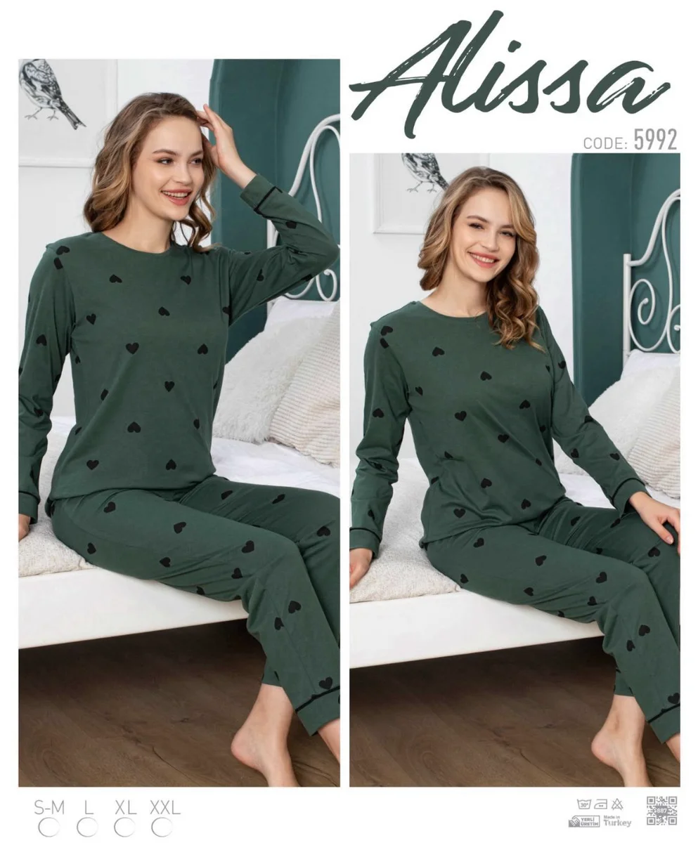 Alissa 5992 Kalpli Kadın Uzun Kol Pijama Takımı