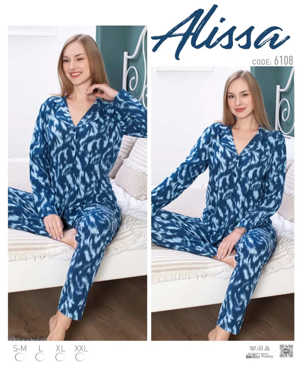 Alissa 6108 Bayan Patlı Uzun Kol Pijama Takımı