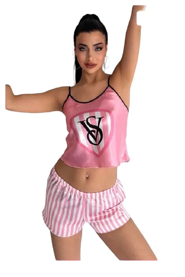 Victoria Secret 7010 Kısa Saten İkili Şort Taakım