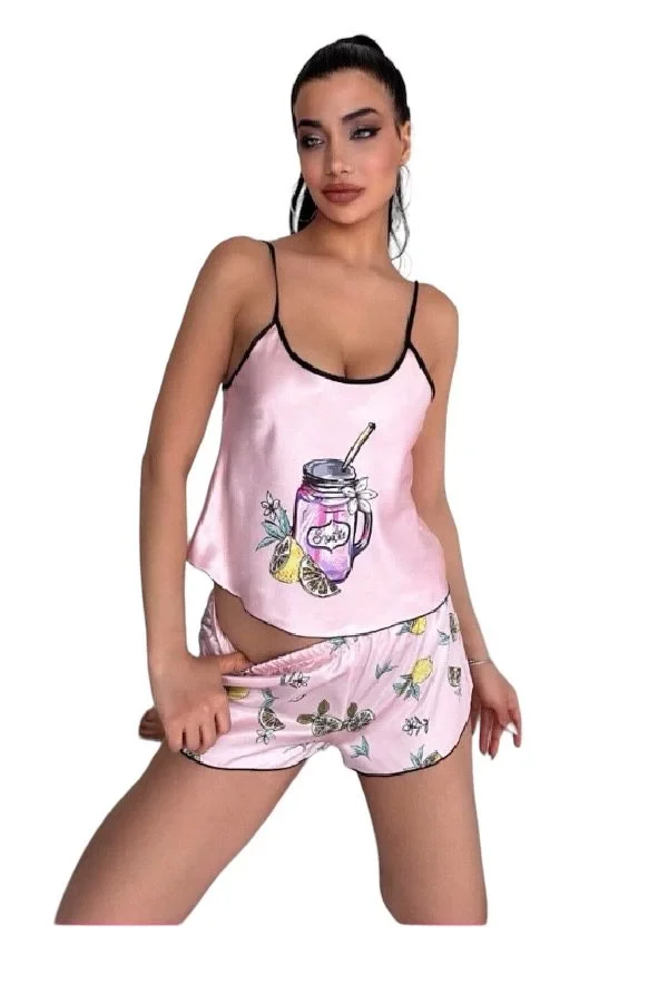 Victoria Secret 7020 Kısa Saten İkili Şort Taakım