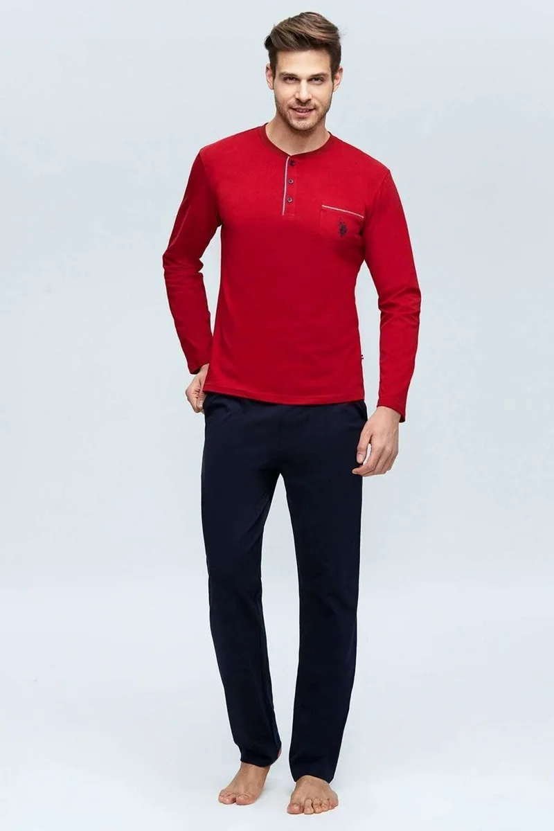 US Polo 17384 Erkek  Uzun Kol Pijama Takımı