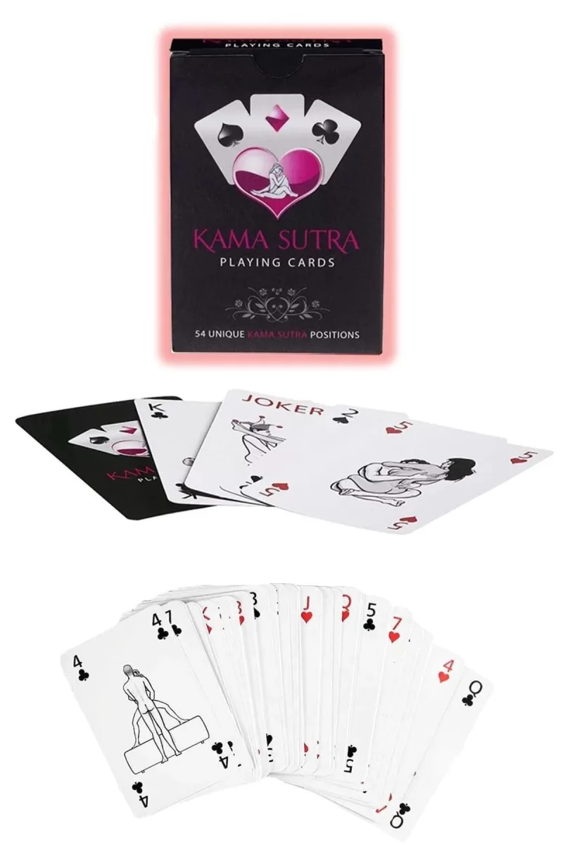 Sexy Görselli Oyun Kartı Kama Sutra 7'li Kırmızı Siyah Harness Set