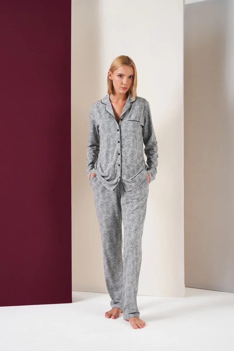 Pjs 26018 Kadın Düğmeli Pijama Takımı