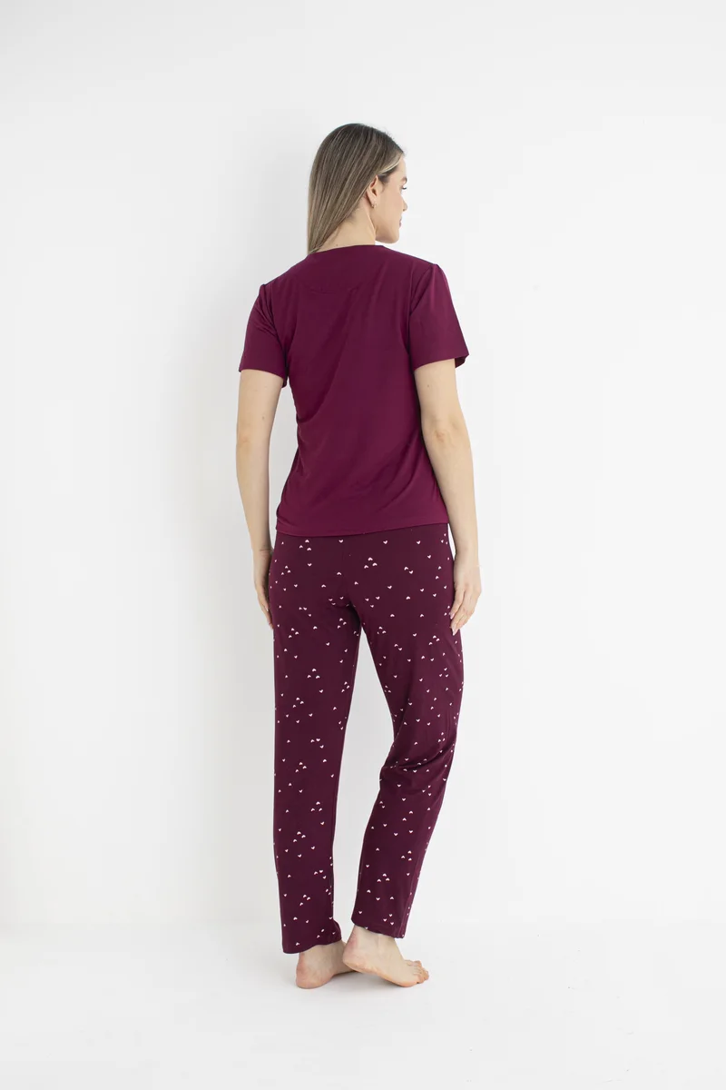Estiva 25122 Kadın Milan Soft Kalpli Kısa Kol Pijama Takımı