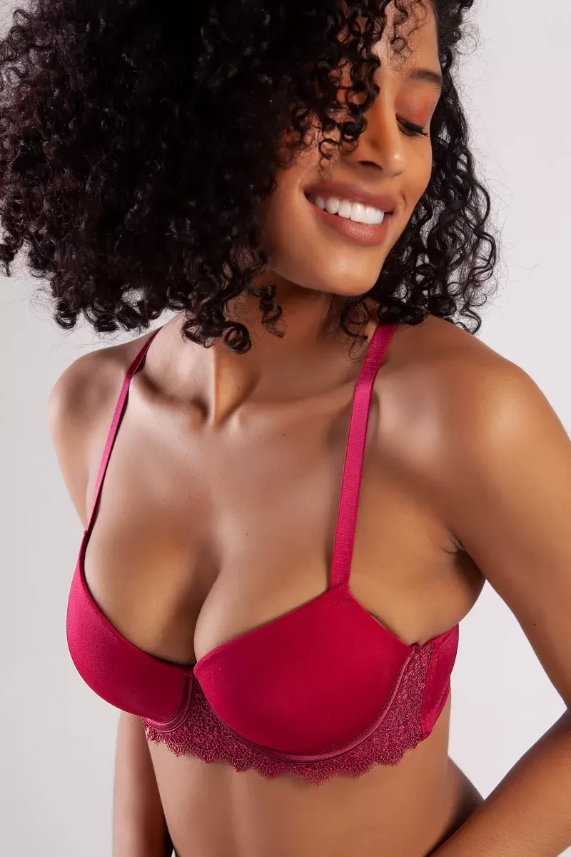 Garland Big size Plunge Bra, Şarap Rengi Konforlu ve Şık Sütyen