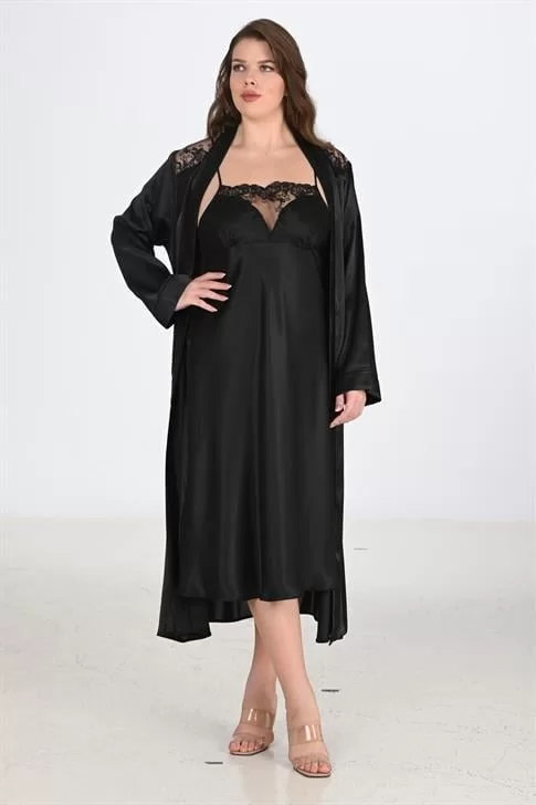 2li Siyah Sabahlık Takımı Bigsize 6221