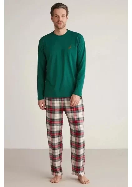 Nautıca M630 Erkek Uzun Kollu Ekoseli Pijama Takımı